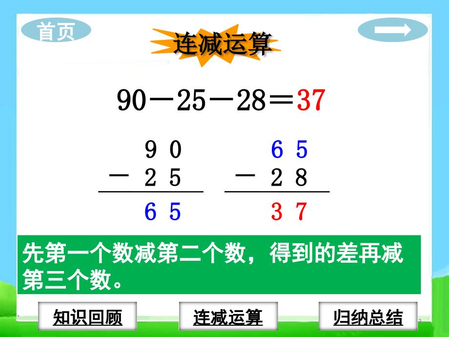 苏教版二年级上学期数学连减知识要点_第3页