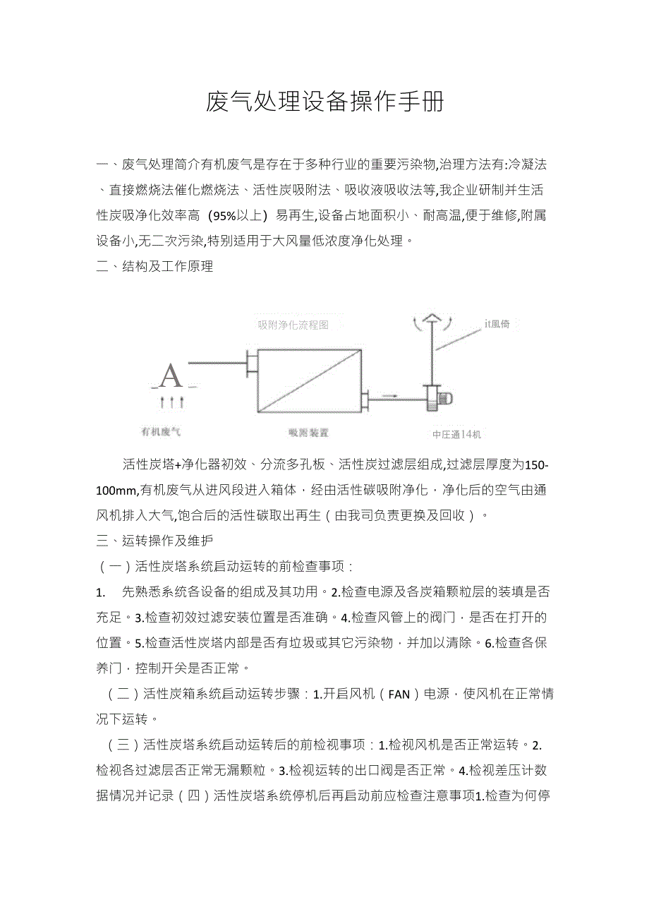 活性炭废气处理设备操作手册_第1页