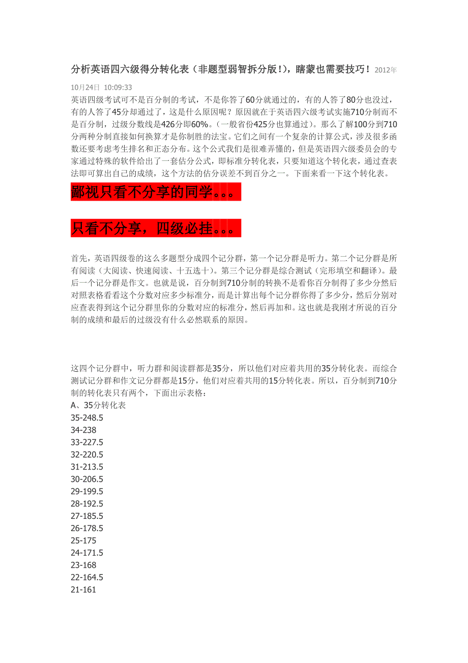 分析英语四六级得分转化表_第1页