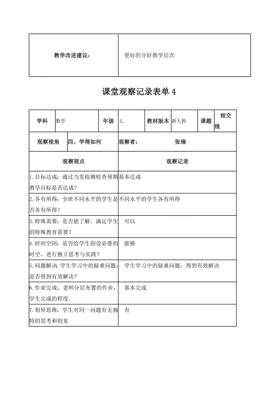 张瑞课堂观察记录表单_第4页