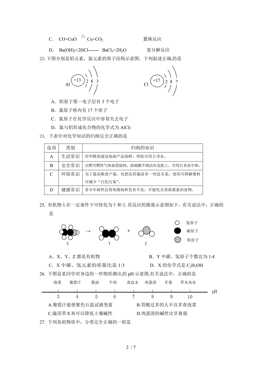 乐山市2014年高中阶段教育学校生统一考试-化学_第2页