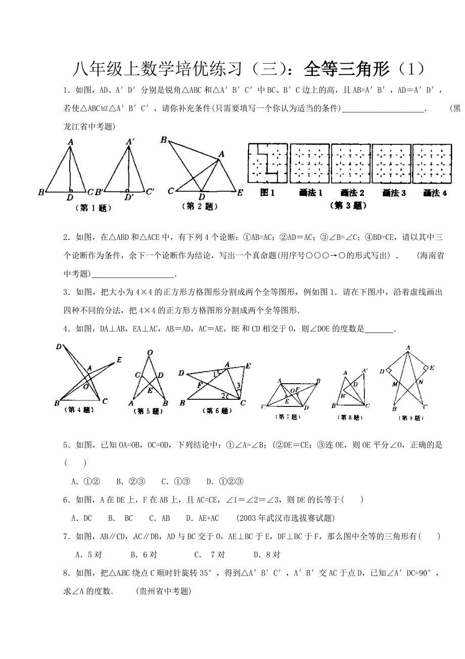 人教版八年级上数学培优练习几何部分21页_第5页