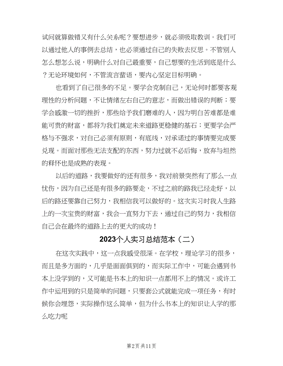 2023个人实习总结范本（5篇）_第2页