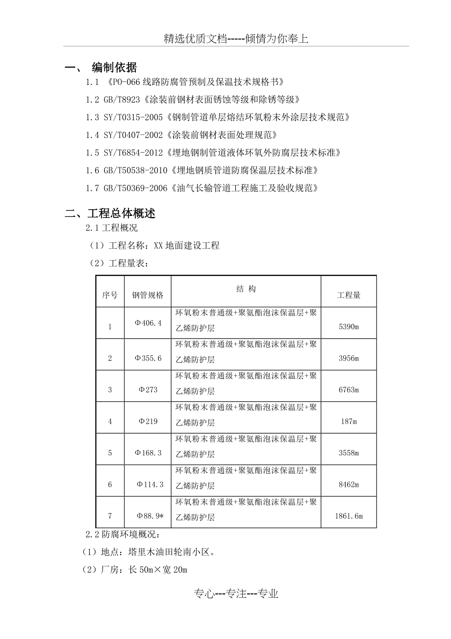 天然气地面建设工程管道防腐保温施工方案_第1页