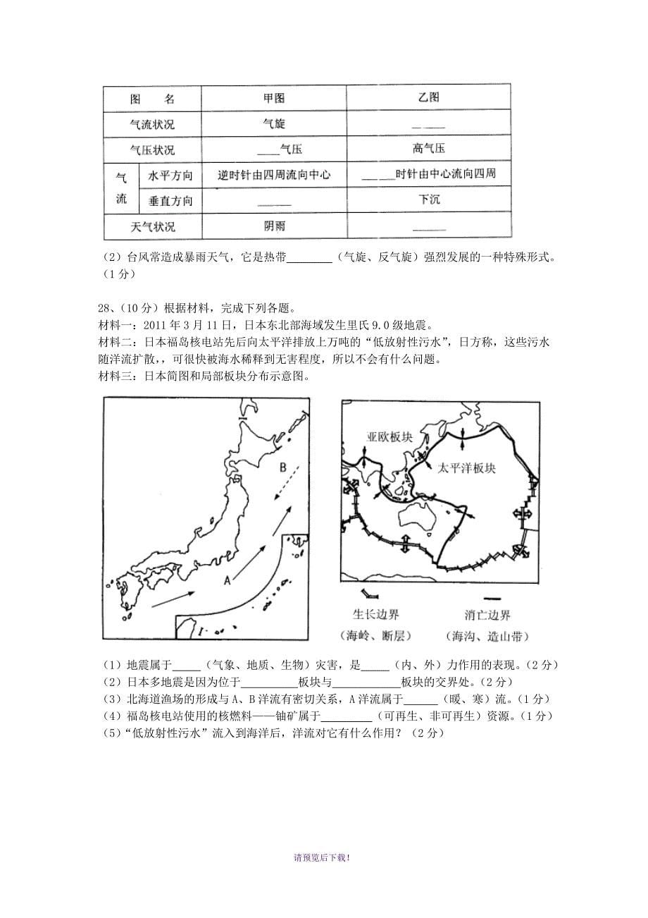 2011年湖南省普通高中学业水平考试试卷地理_第5页