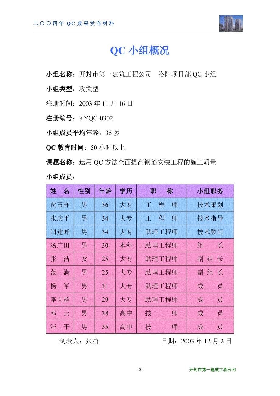 运用QC方法 全面提高钢筋安装工程的施工质量_第5页