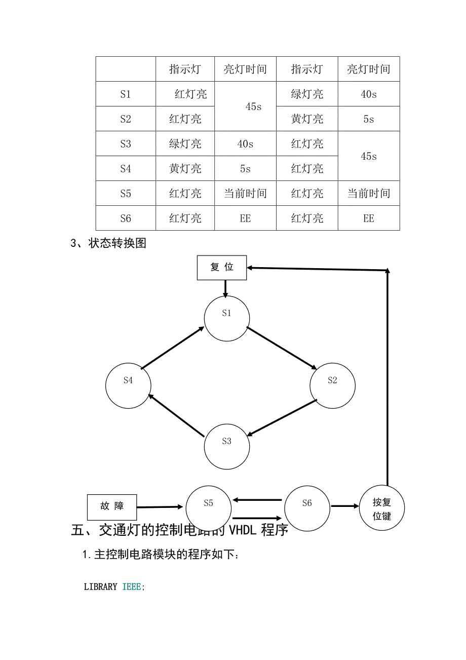 EDA课程设计实验报告交通信号灯控制_第4页