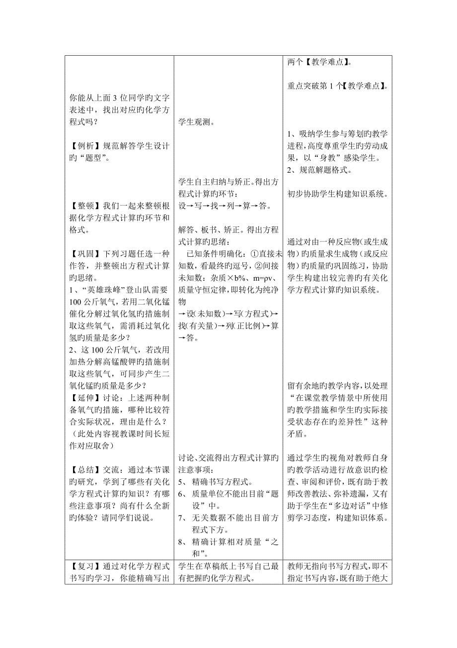 第五单元课题利用化学方程式的简单计算教案_第5页