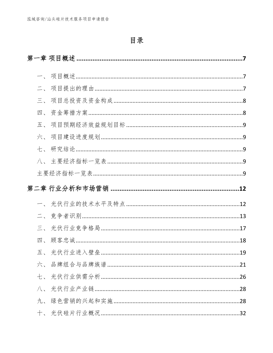 汕头硅片技术服务项目申请报告模板参考_第1页