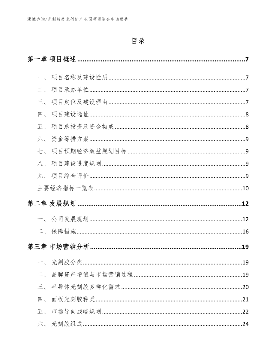 光刻胶技术创新产业园项目资金申请报告_第1页