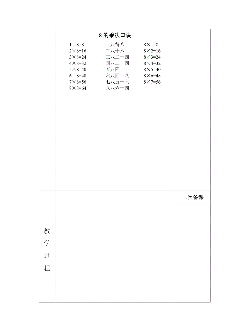 二年级数学上册__8的乘法口诀教学设计_第4页