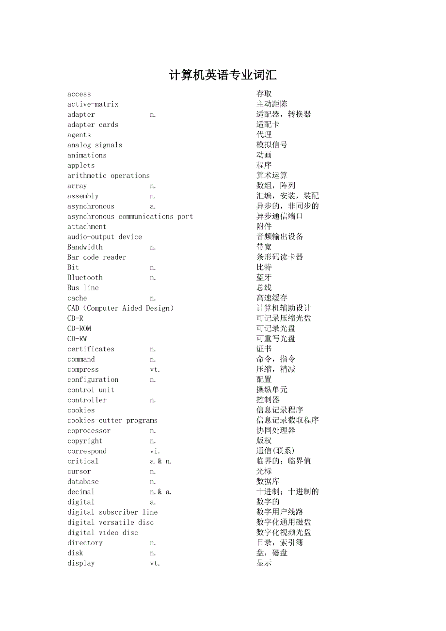 计算机英语专业词汇_第1页