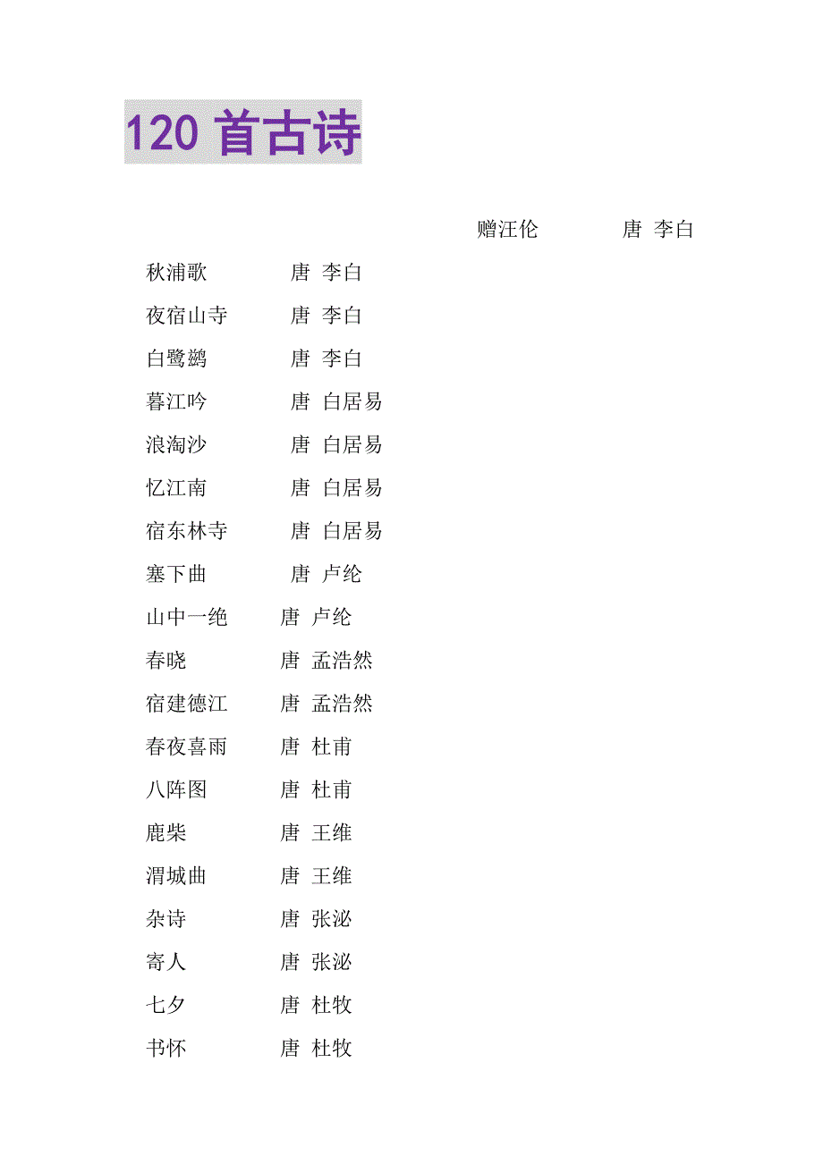 2023年120首古诗.DOC_第1页