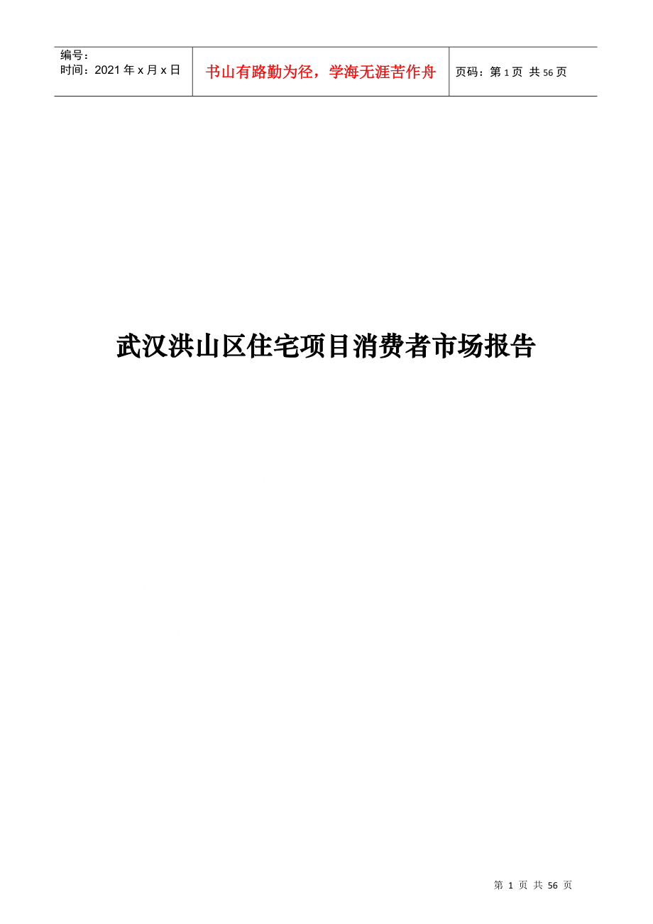 武汉某区域住宅项目消费者市场分析_第1页