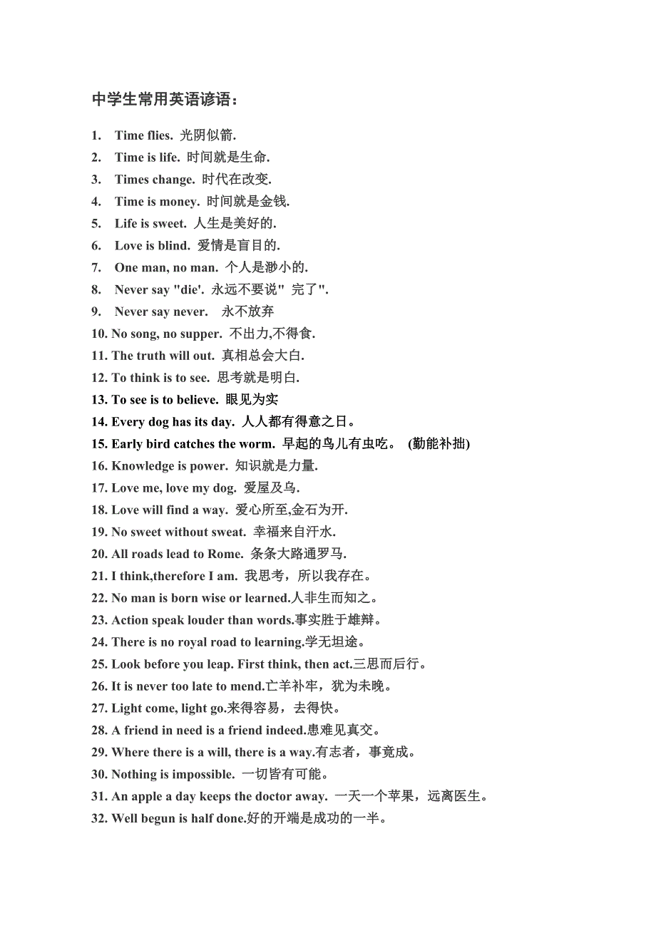 中学生常用英语谚语_第1页