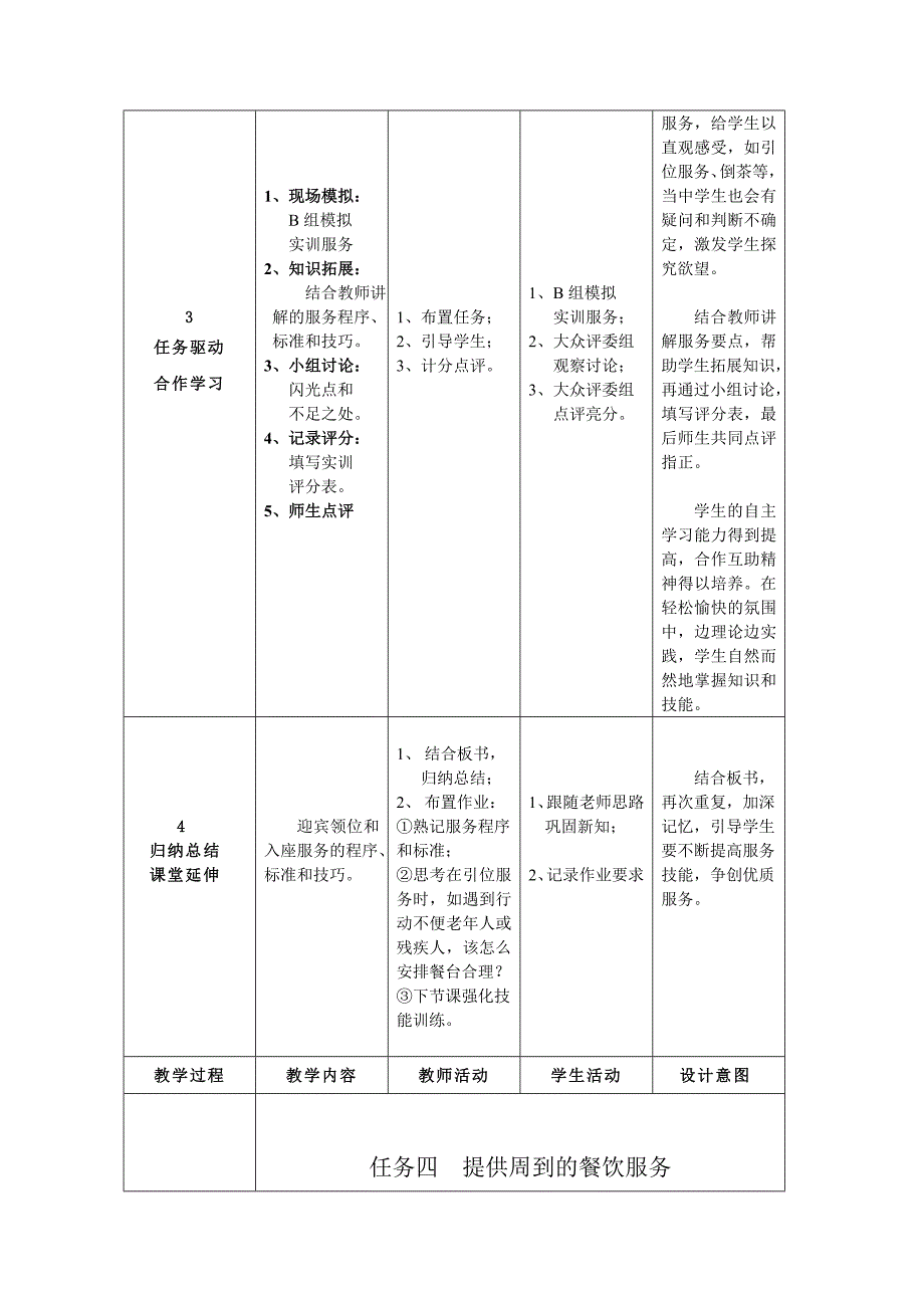 《迎宾领位和入座服务》教学设计内容_第4页