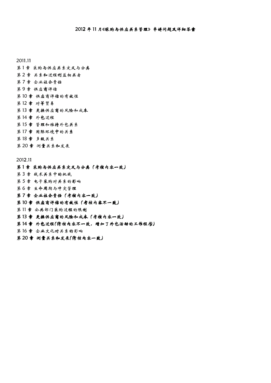 XXXX采购与供应关系管理---考点_第1页