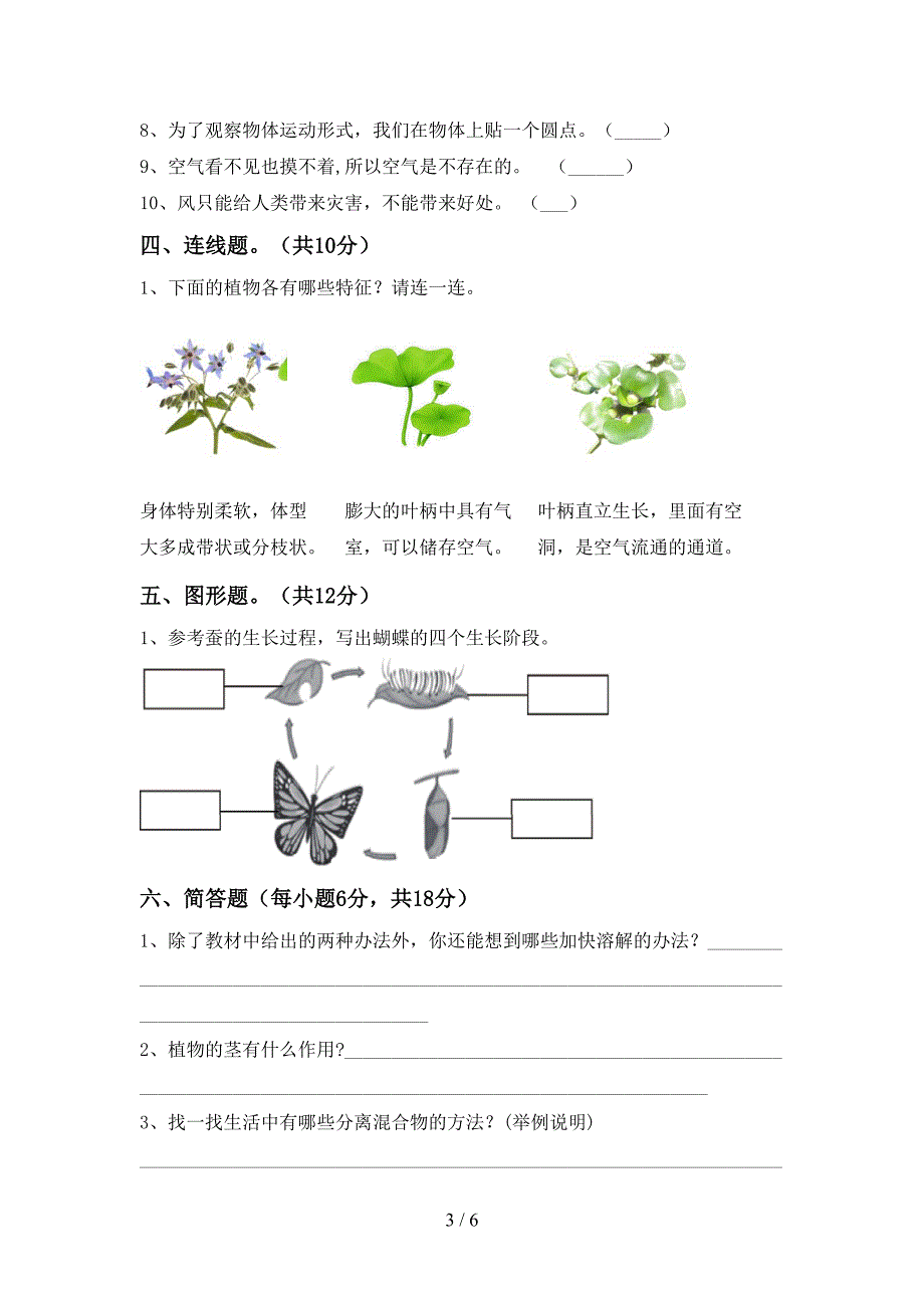 小学三年级科学上册期中考试题及答案【精编】.doc_第3页