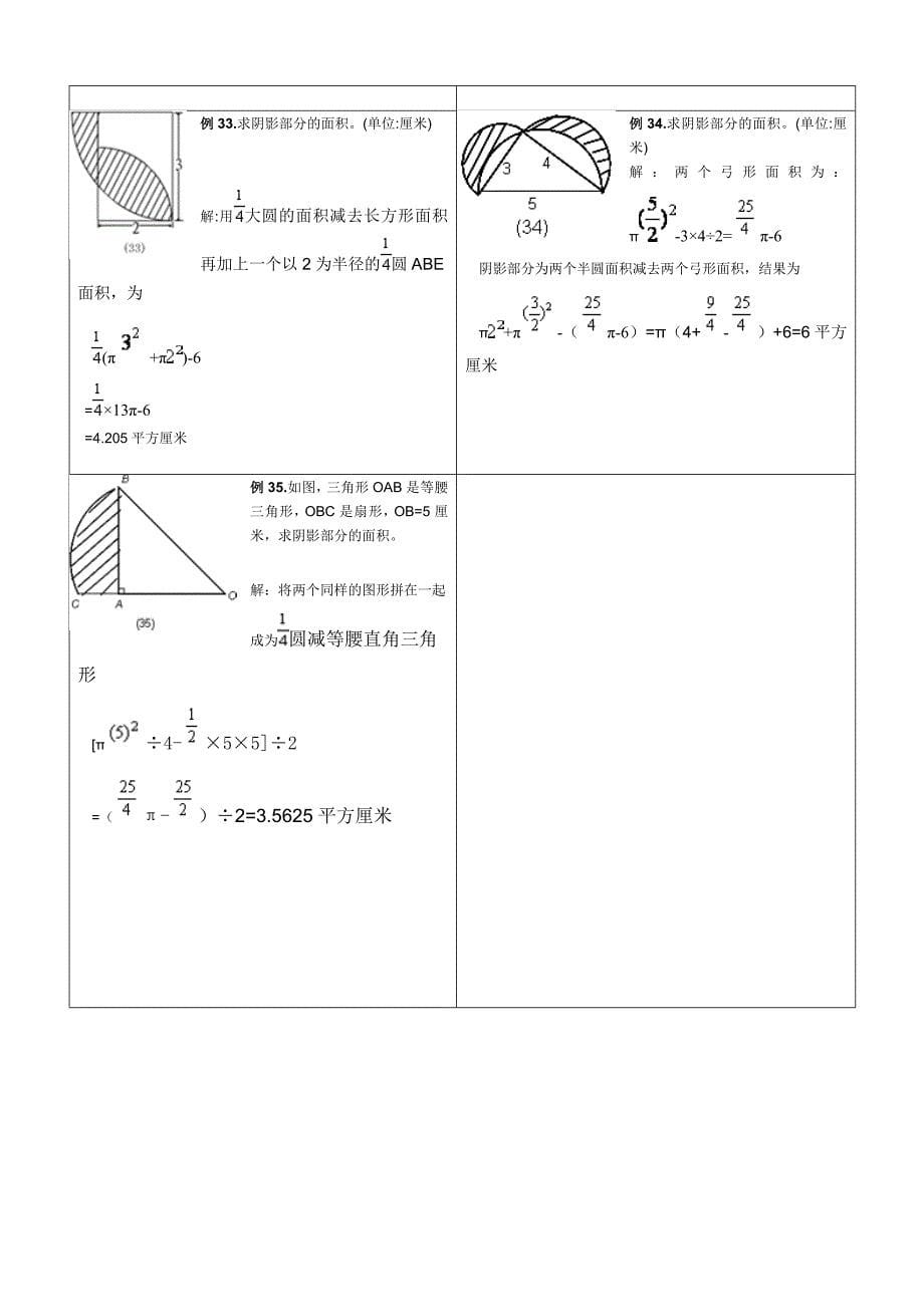 小学六年级求圆阴影部分面积综合试题_第5页