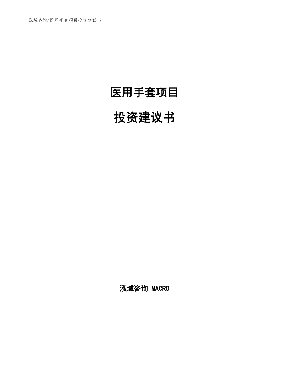 医用手套项目投资建议书_第1页