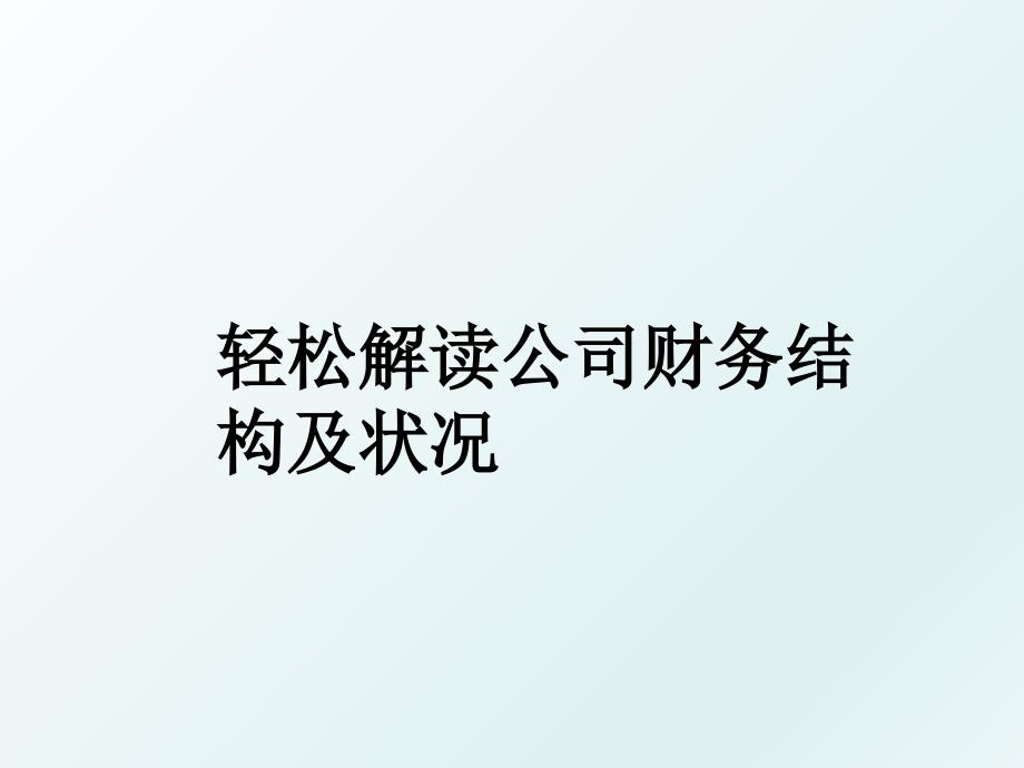 轻松解读公司财务结构及状况_第1页