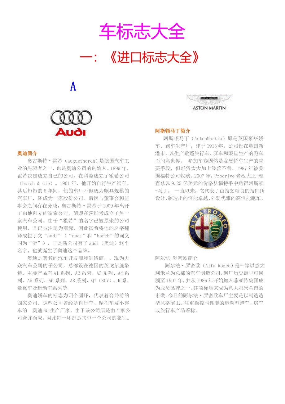 史上最全汽车标志大全珍藏版_第1页