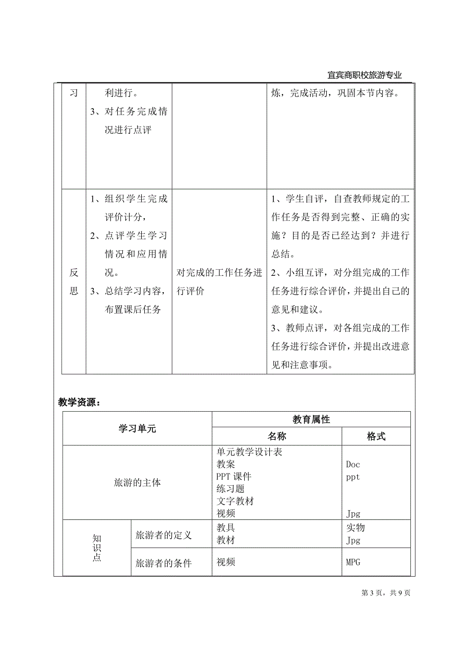 旅游的主体教学设计方案_第3页