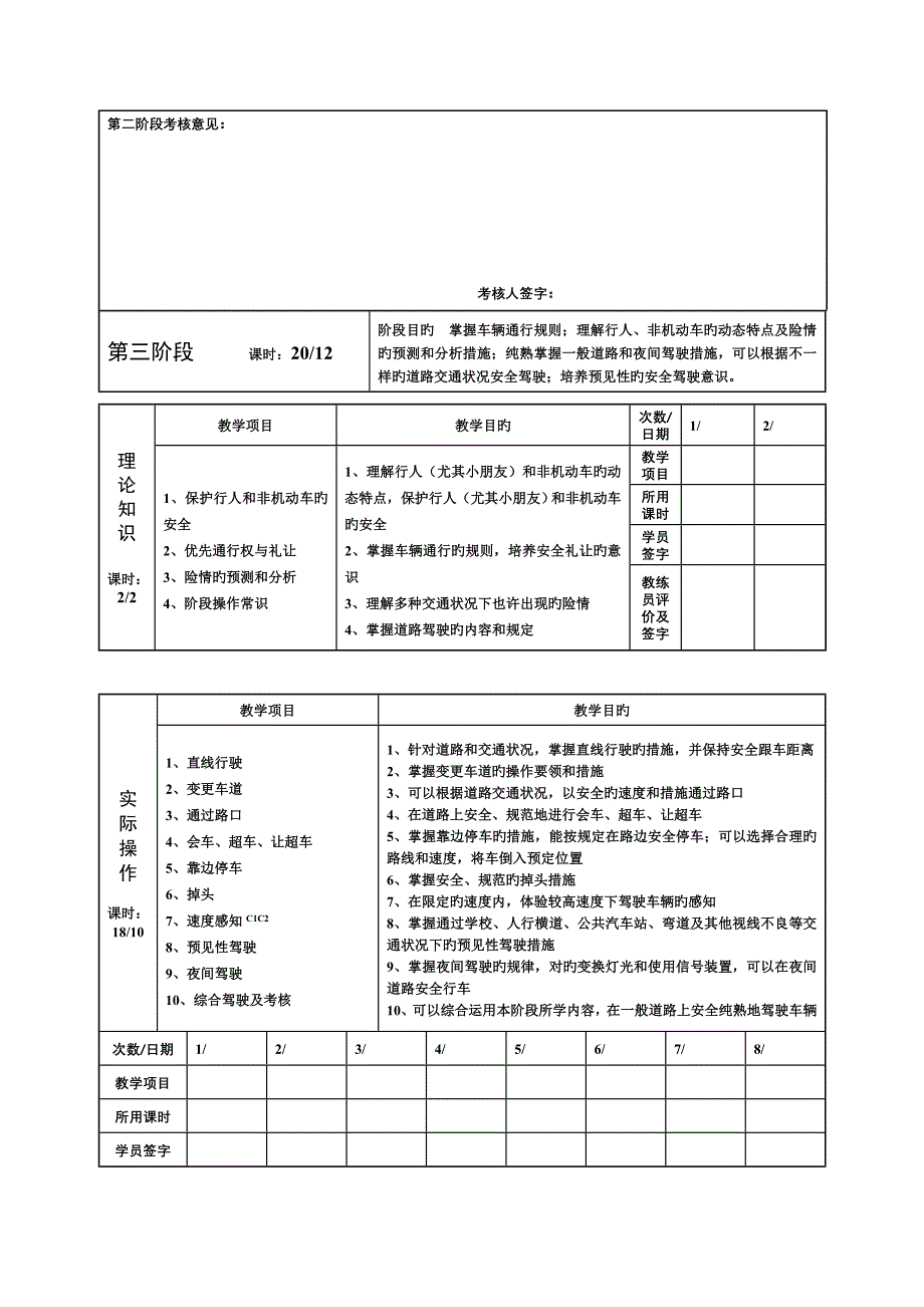 驾驶员培训教学日志_第3页