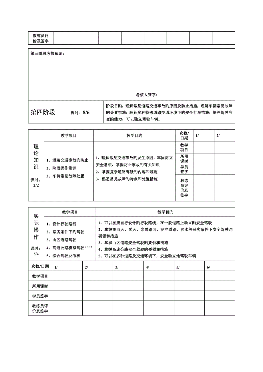 驾驶员培训教学日志_第4页