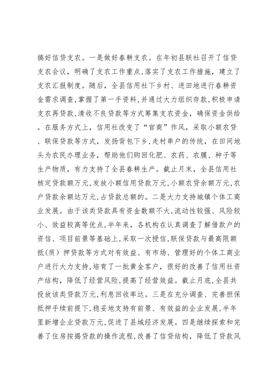 农村信用社上半年工作总结_第3页