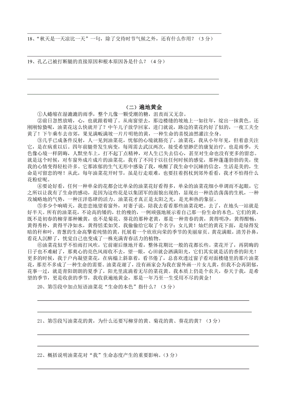 山东省临沐县青云镇中心中学2015届九年级下学期学情监测语文试卷-1.doc_第3页