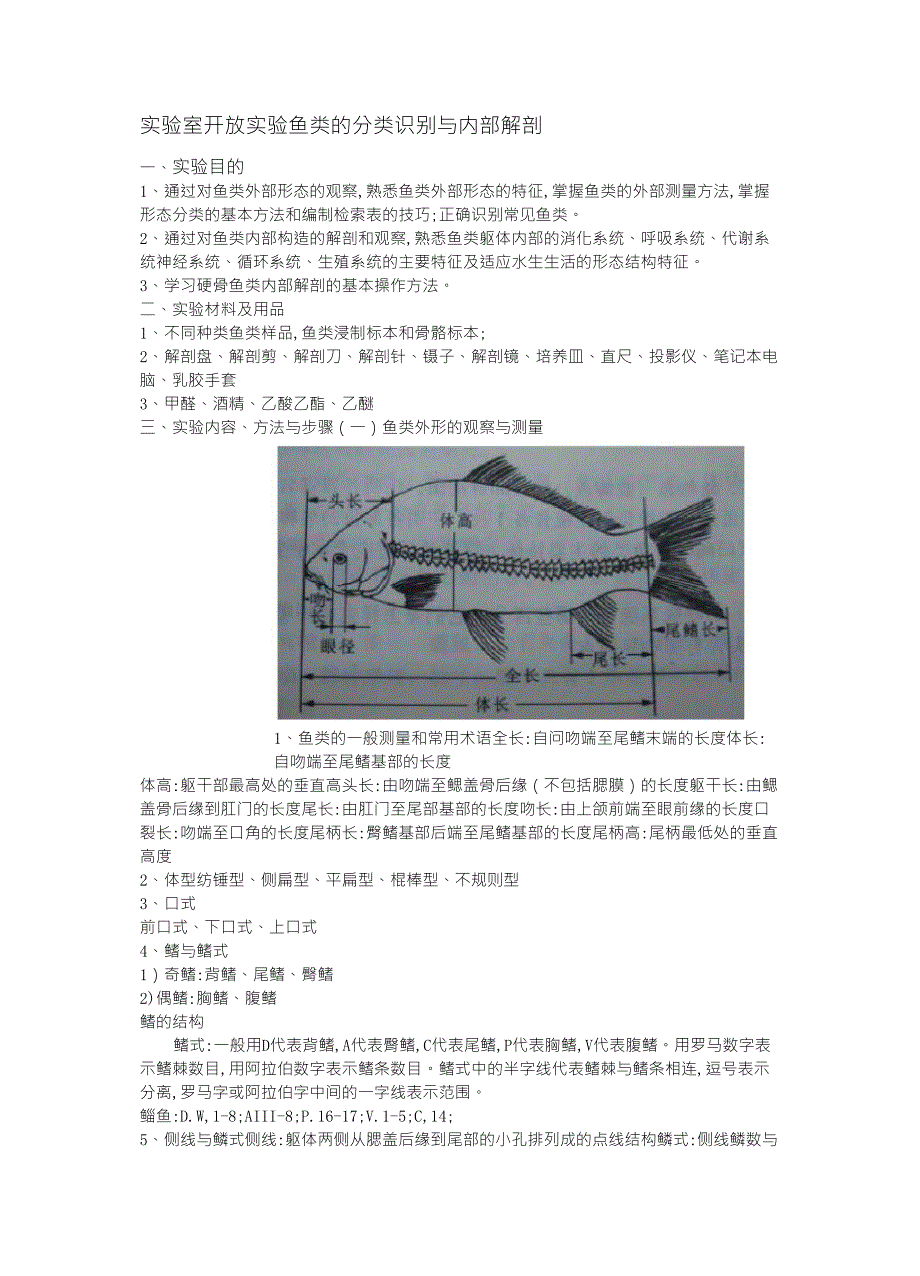 鱼类解剖实验报告_第1页