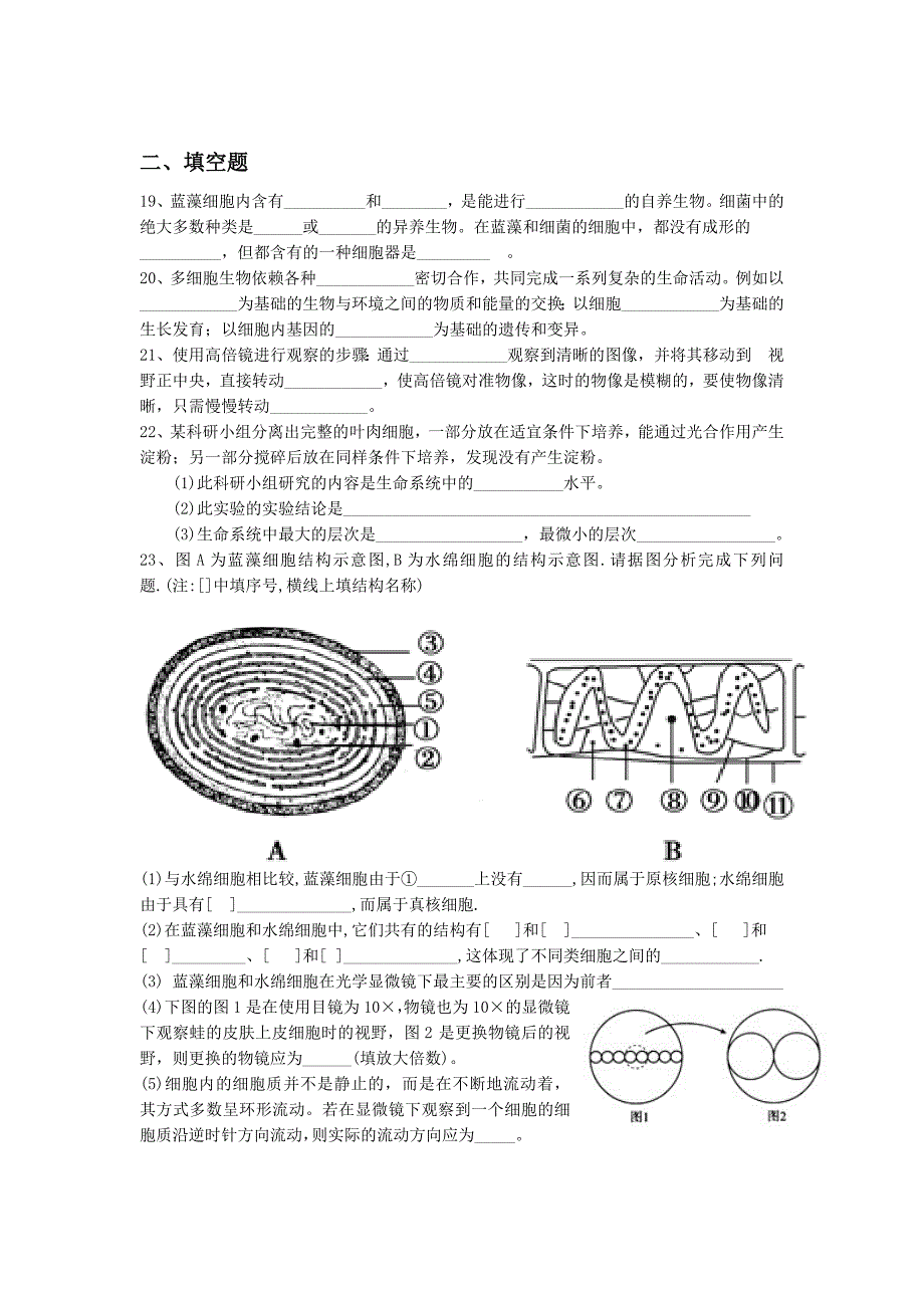 高中生物必修一第一章测试题附答案_第3页