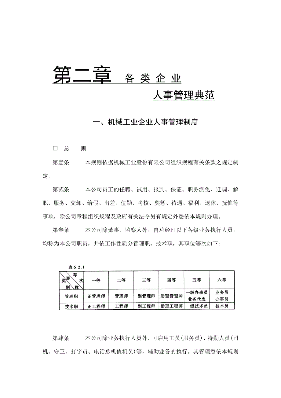 各类企业人事管理制度典范_第1页