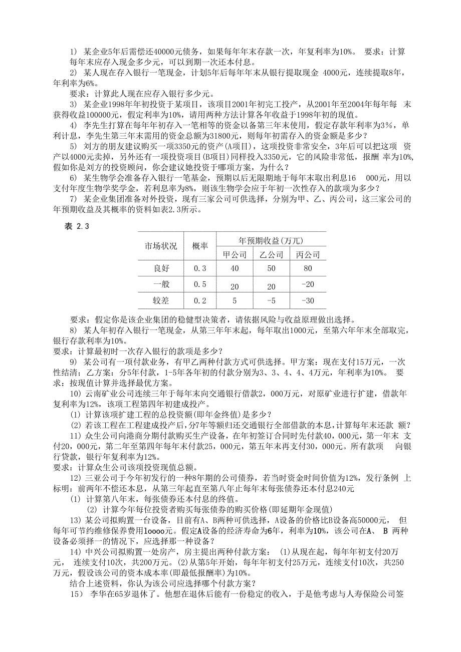 财务管理理论与实务试题_第5页