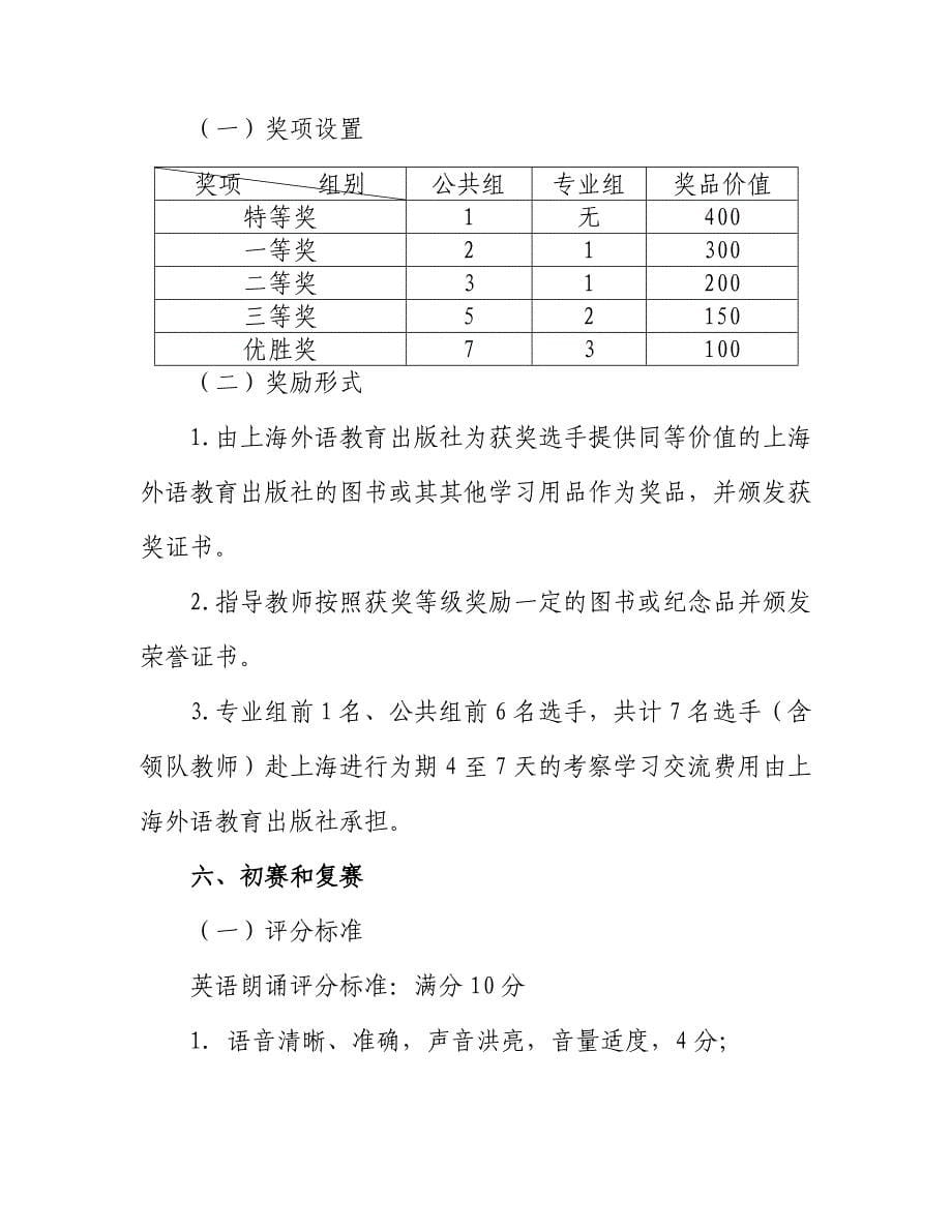 英语朗诵背诵大赛比赛章程_第5页