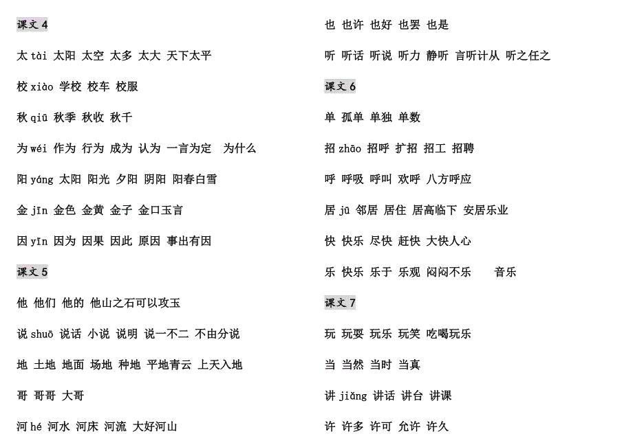 一年级语文下册写字表扩词(打印最全)(共10页)_第3页