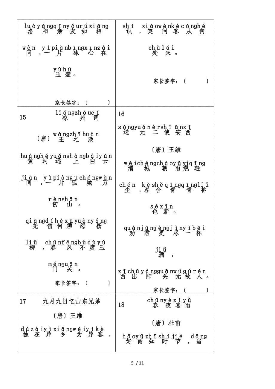 六年级下册语文素材暑假古诗背诵人教新课标_第5页