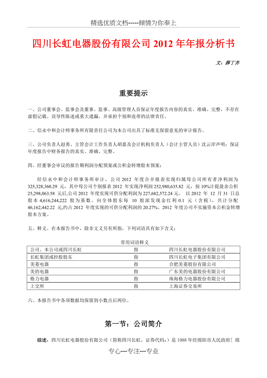 四川长虹年报分析_第1页