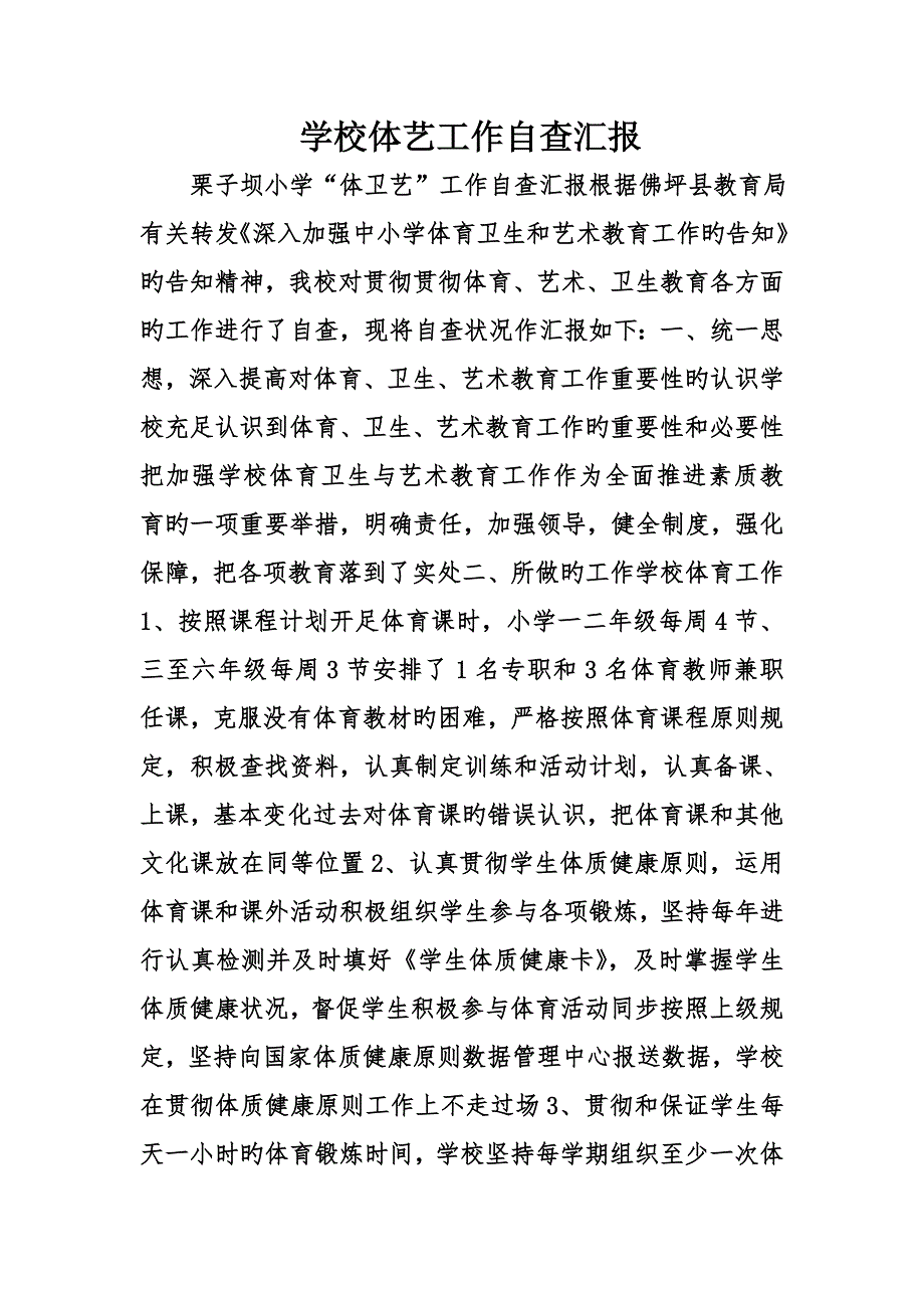 学校体艺工作自查报告_第1页