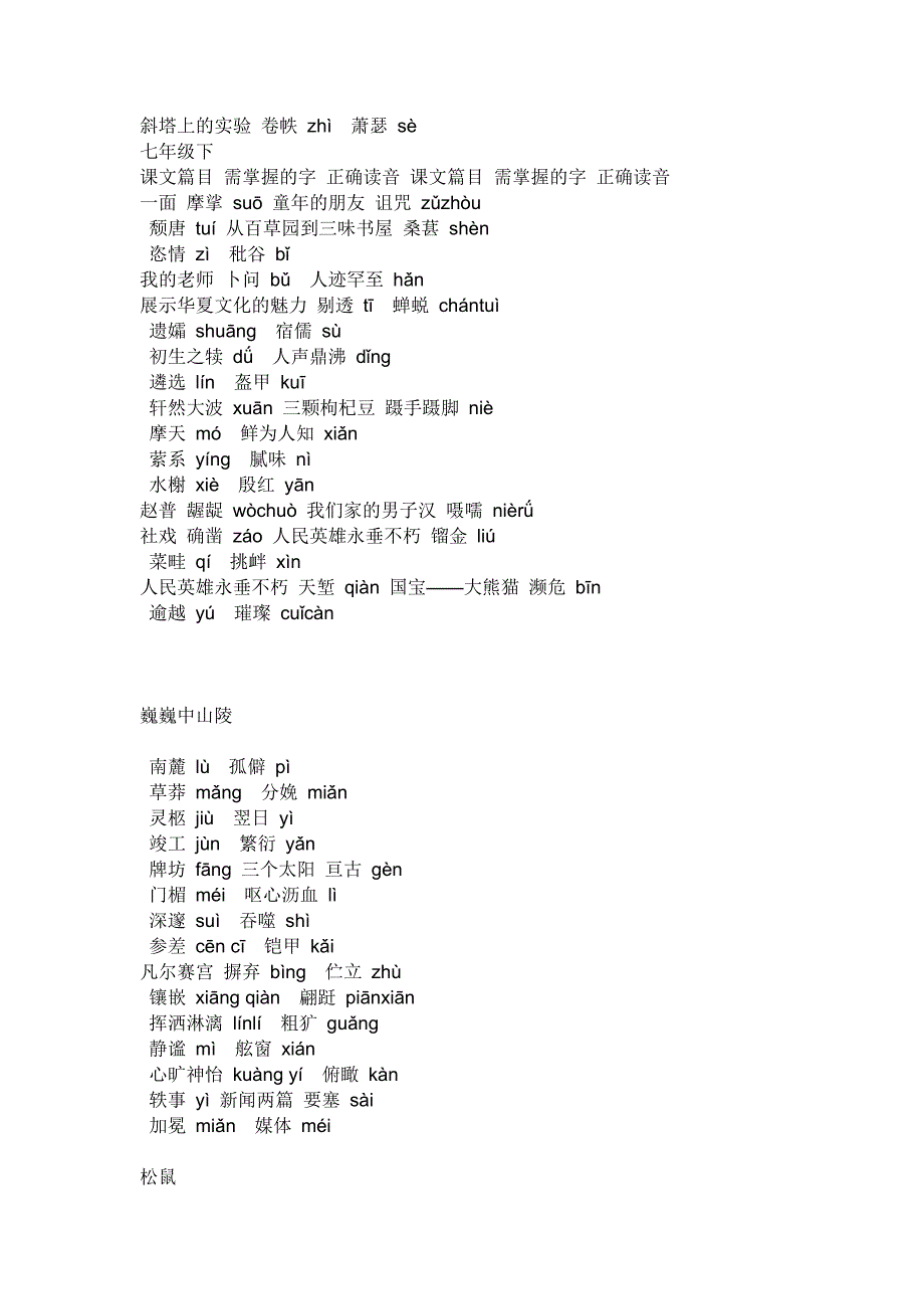 语文版初中语文总复习之课文重点生字词.doc_第2页