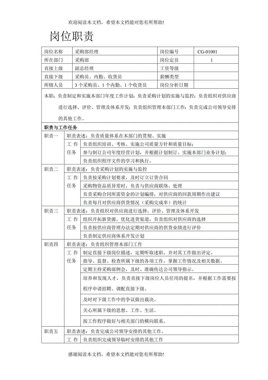 采购部长岗位责任制_第1页