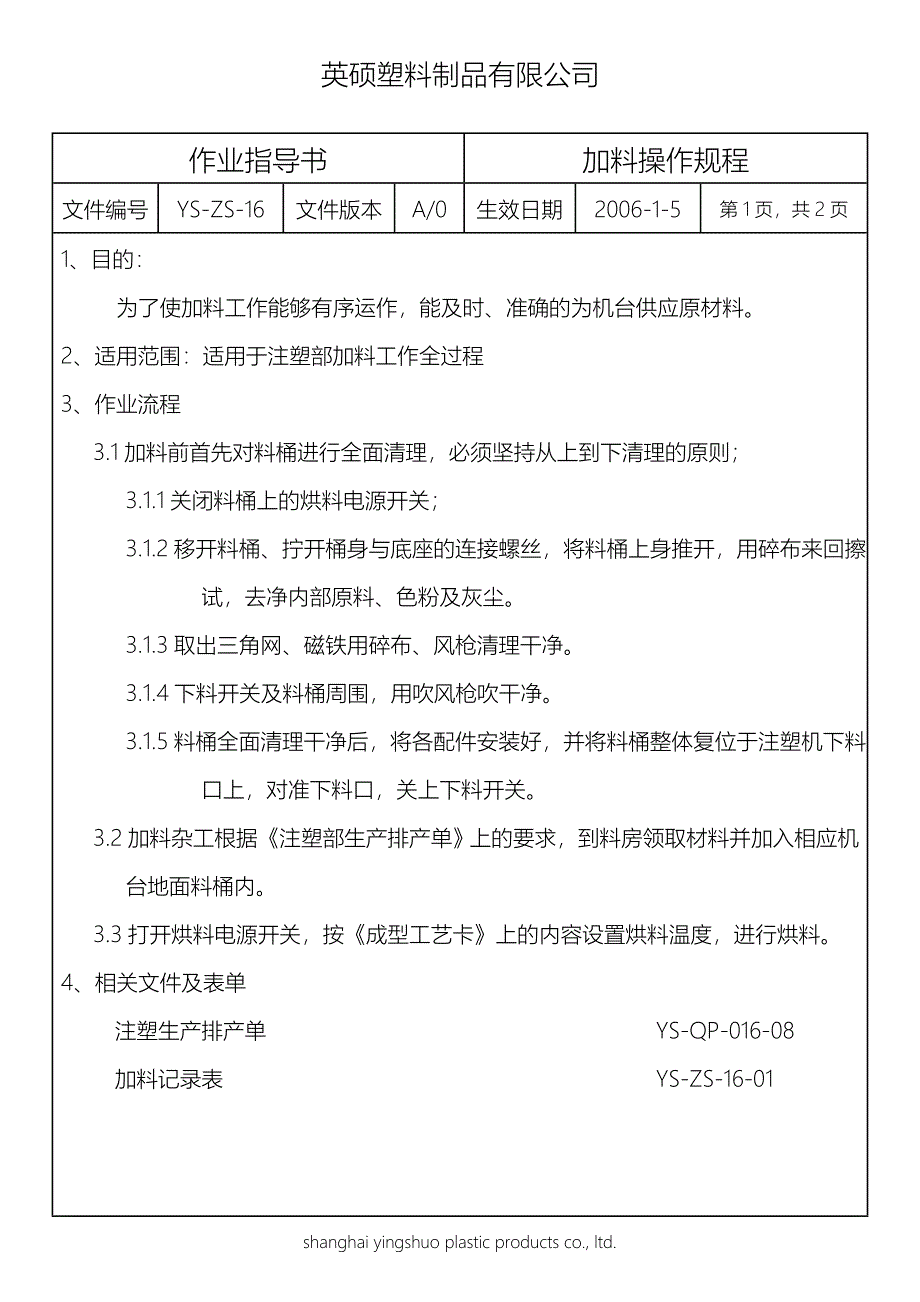 注塑指导加料操作规程_第1页