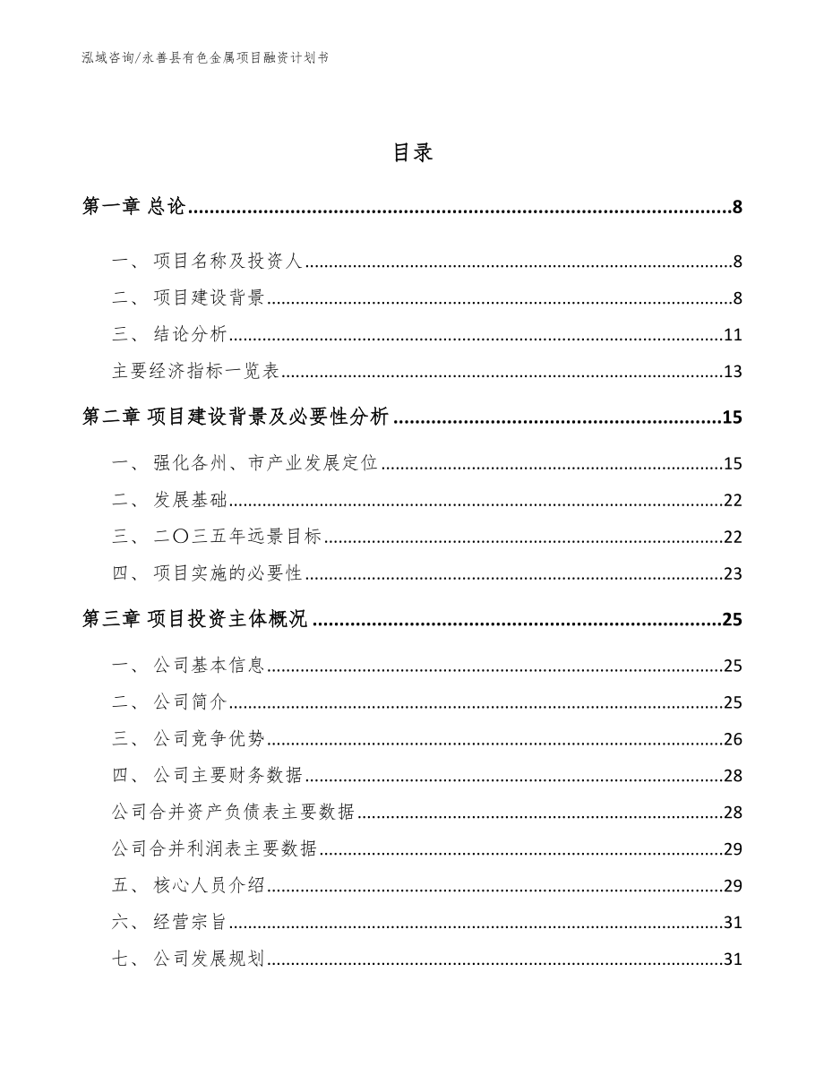 永善县有色金属项目融资计划书（范文参考）_第3页