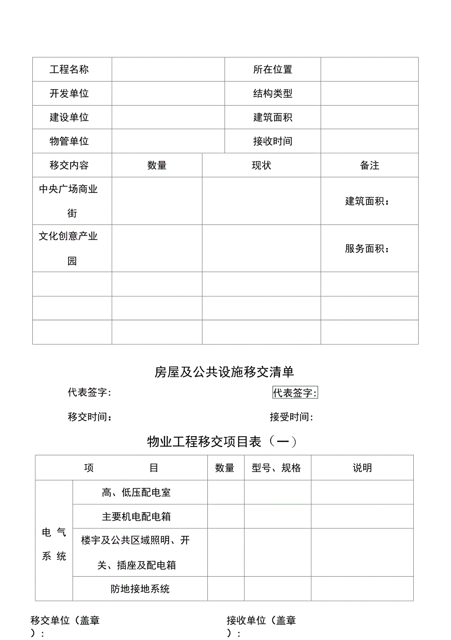 物业移交表格(全套)_第1页