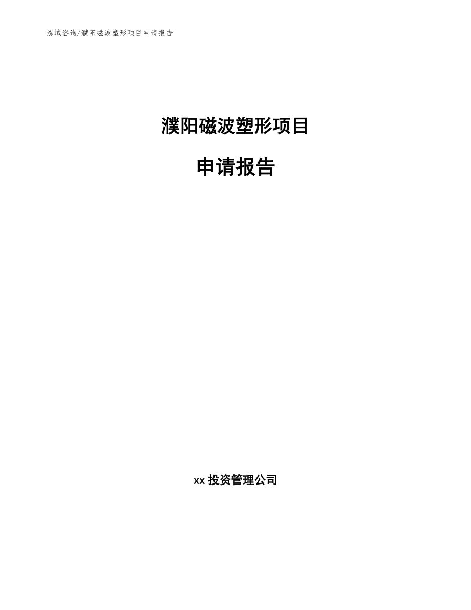 濮阳磁波塑形项目申请报告【模板范本】_第1页