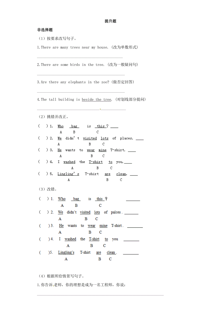 通用版2020小升初英语知识专项训练时态与句法20其他句式含解析_第4页