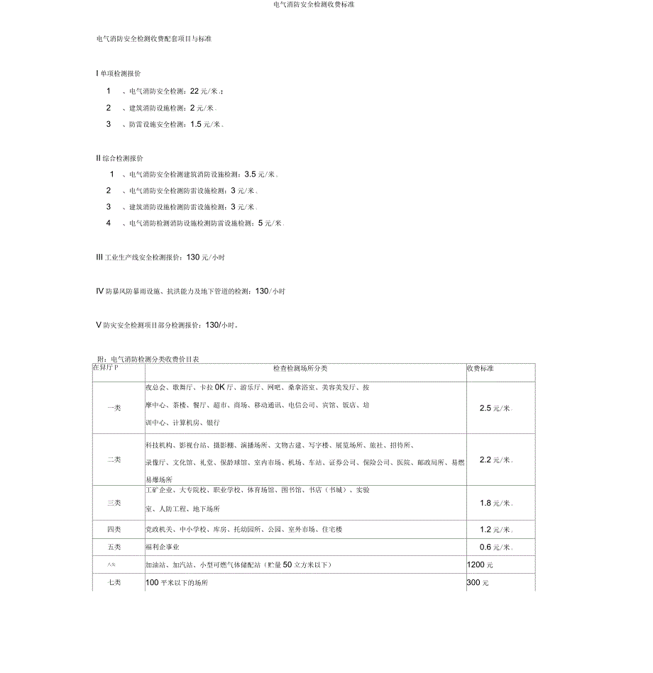 消防电气检测收费标准_第1页