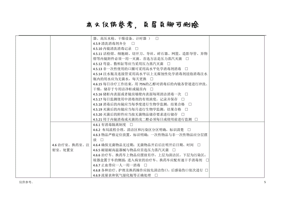 医院感染管理自查表【内容充实】_第5页