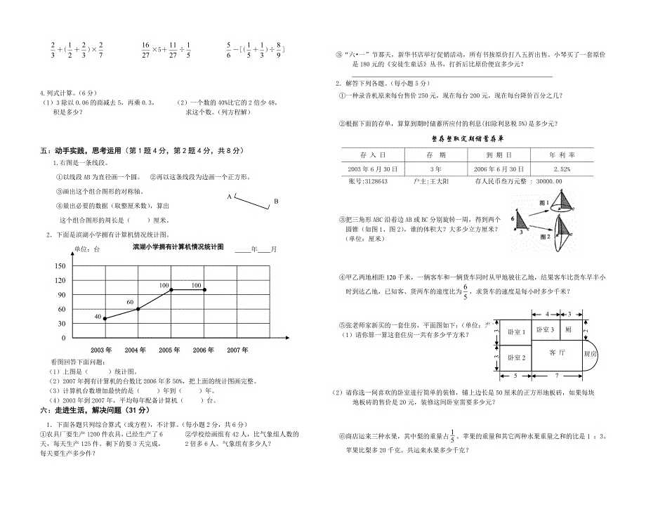 【名校精品】六年级数学下册期末综合试卷_第2页